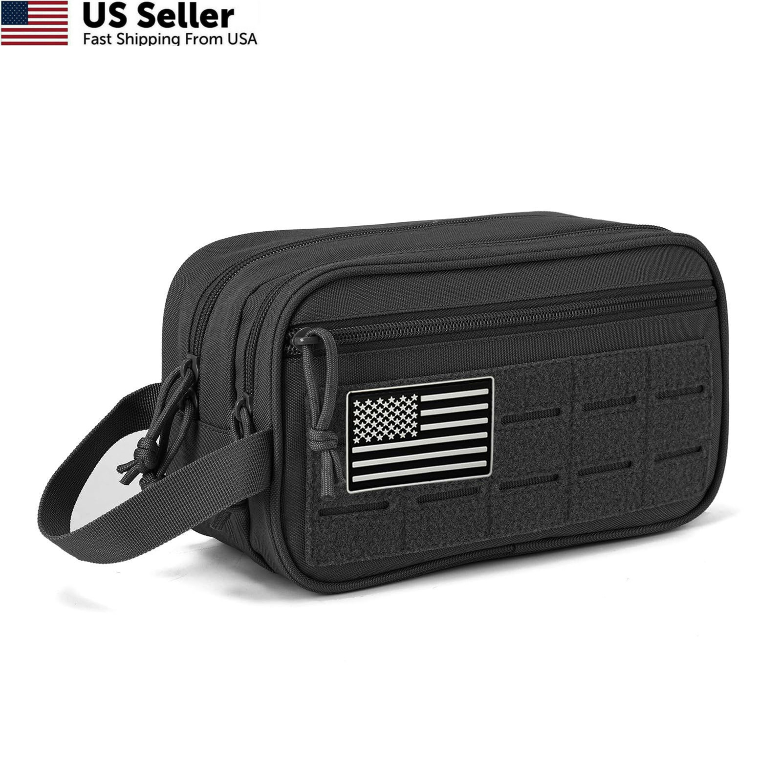 QT&QY Tactical Toiletry Bag For Men 10.4 x 4.3 x 5.9 inches, 1 US Black