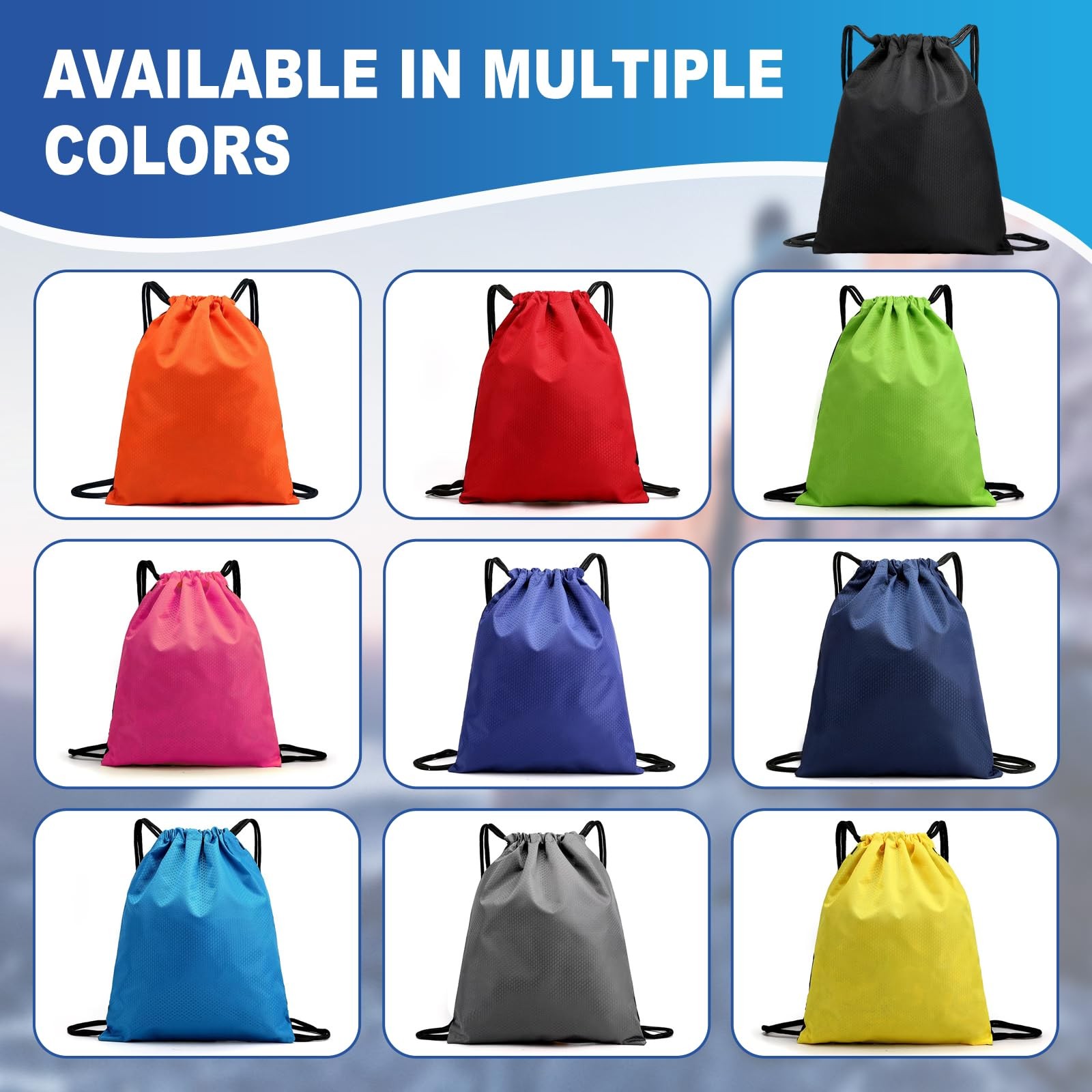 2-Pack Waterproof Drawstring Backpacks, Soccer-Texture Oxford Fabric, 16.9″ ×…
