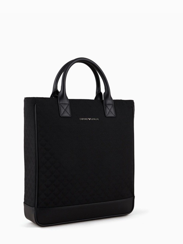 Emporio Armani Eagle Logo Tote Bag in Nylon Jacquard