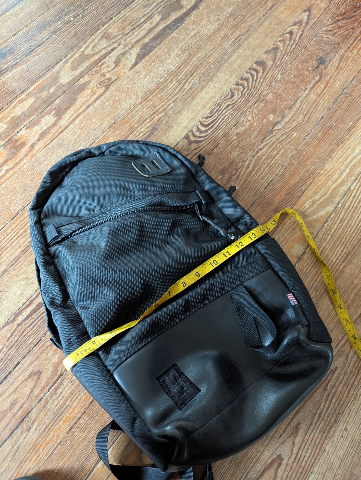 Topo Designs Daypack Ballistic Black Leather 20L Cordura Made In USA
