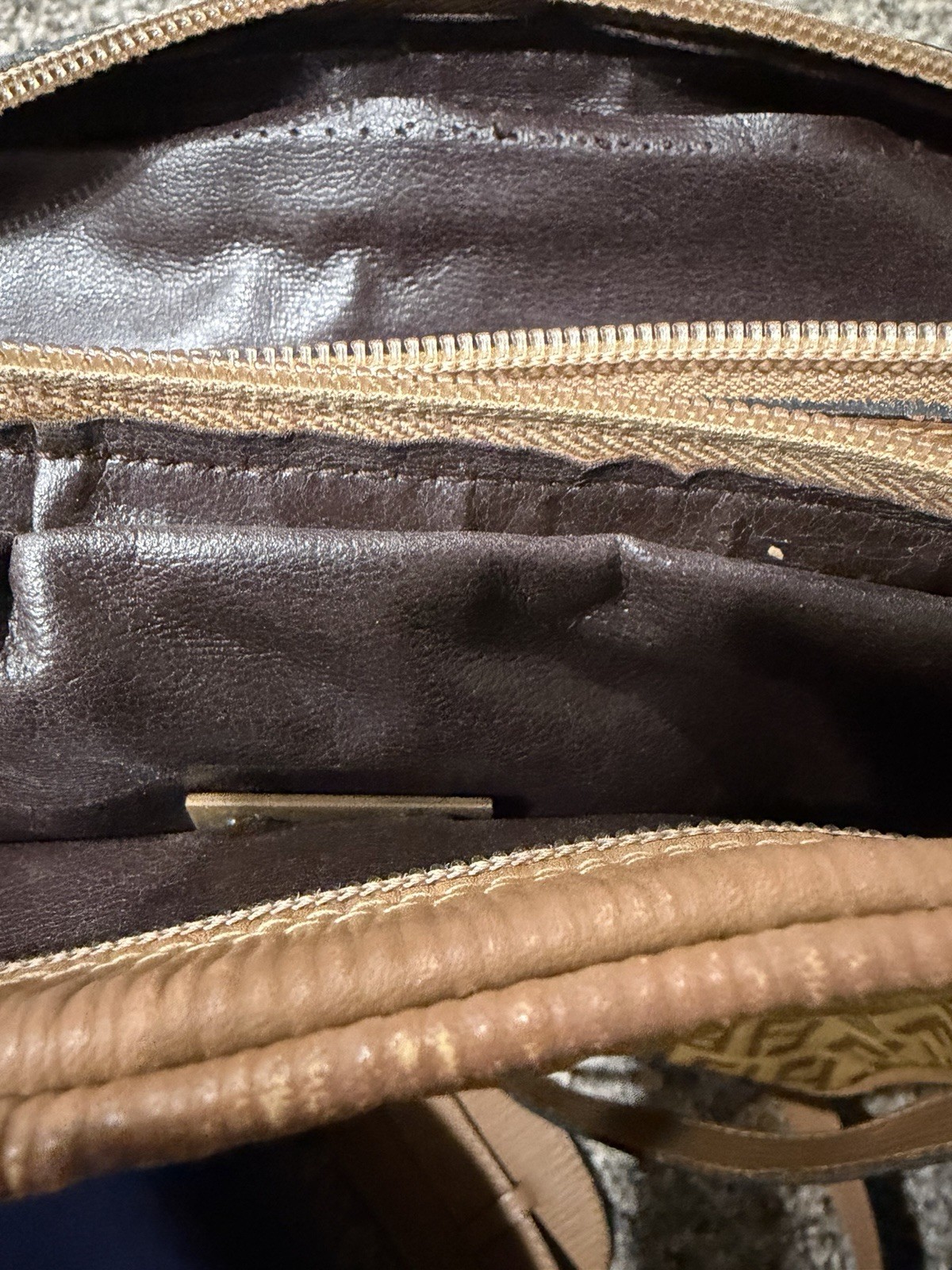 FENDI Logo Zucca Pattern Shoulder Bag Coating Canvas Leather Brown