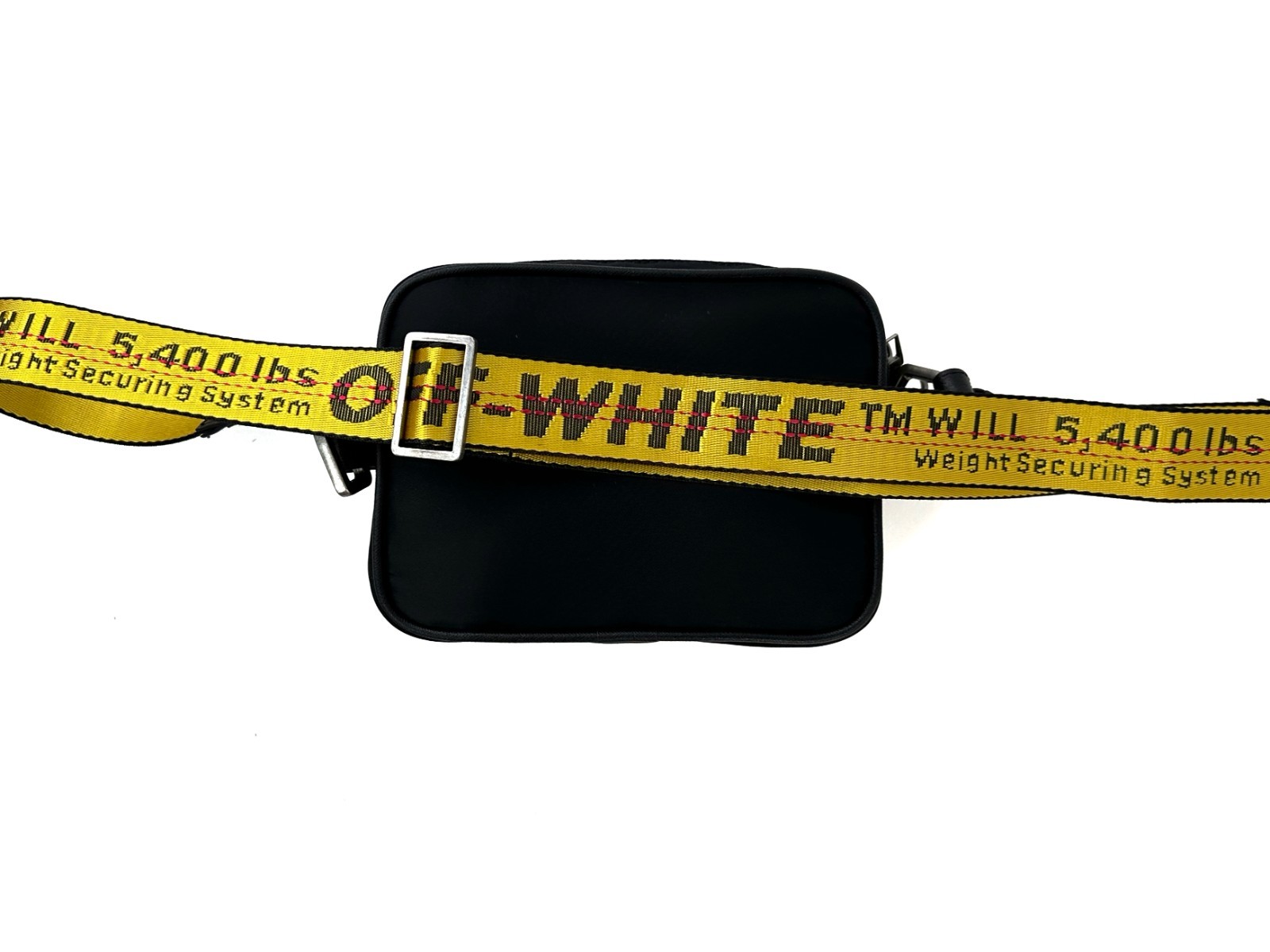 Off-White Mini Logo Print Nylon Fabric Zipped Messenger Crossbody Bag Black