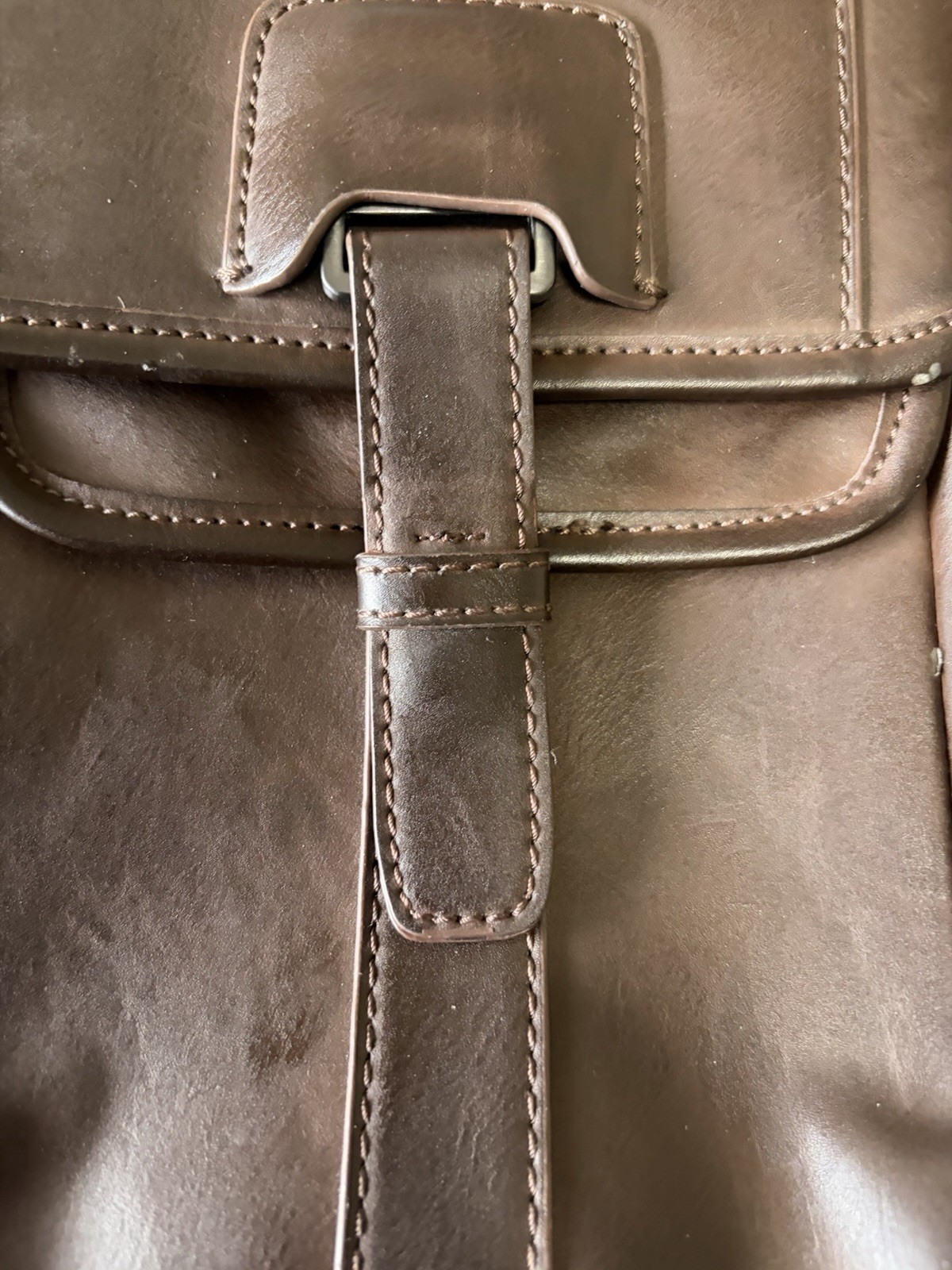 Calvin Klein Shoulder Bag Briefcase Messenger Bag Leather Brown Plain Men