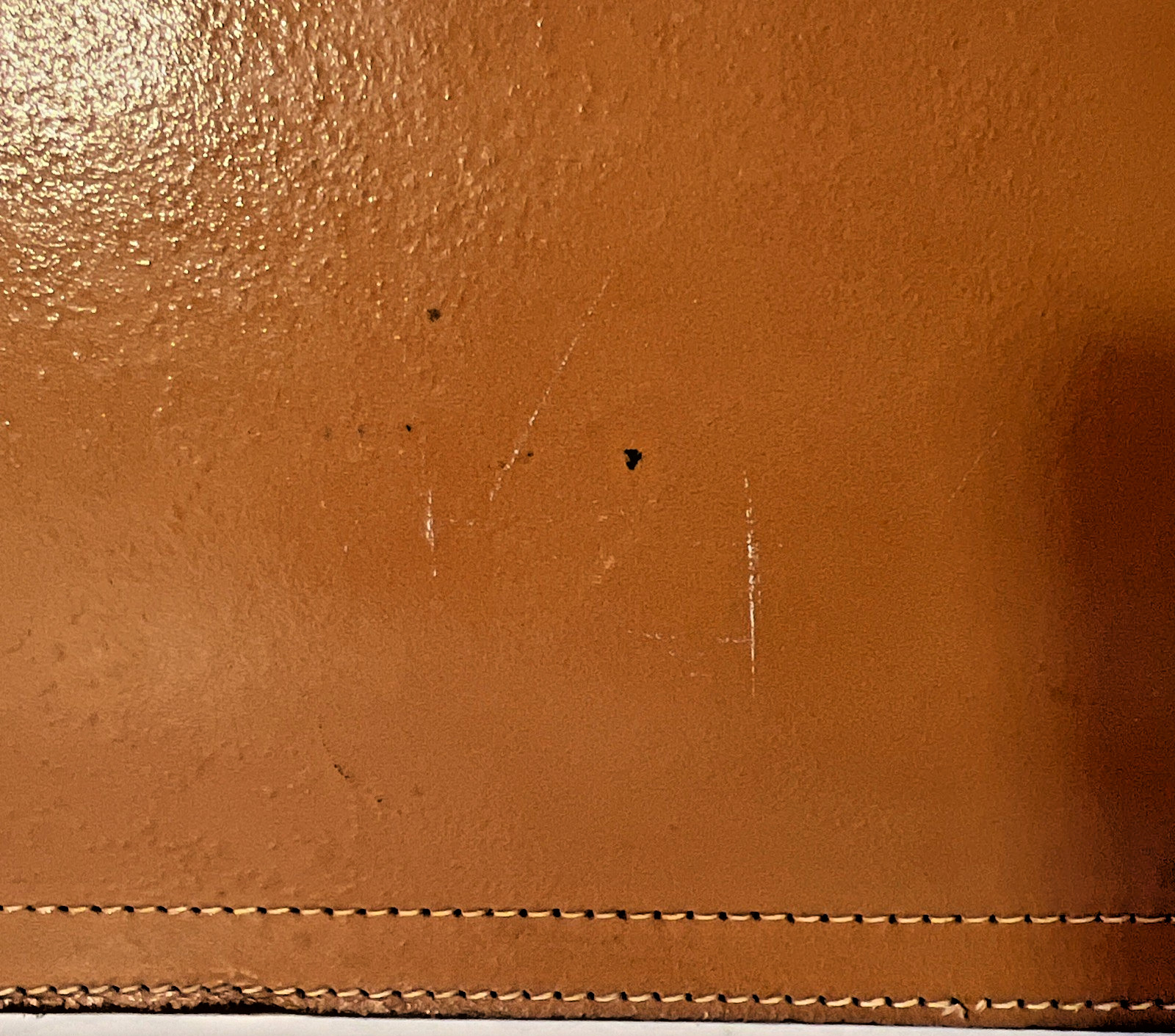 Vtg Genuine Leather Briefcase Cognac Deep Buffed Cowhide Legal Document Case