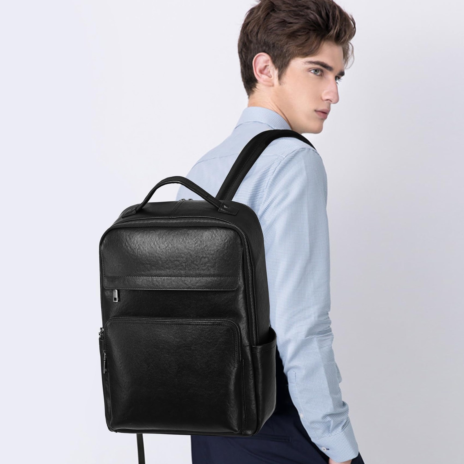 Veg-Tan Genuine Leather Backpack for Men Multi-Functional 15.6″ Laptop Backpa…