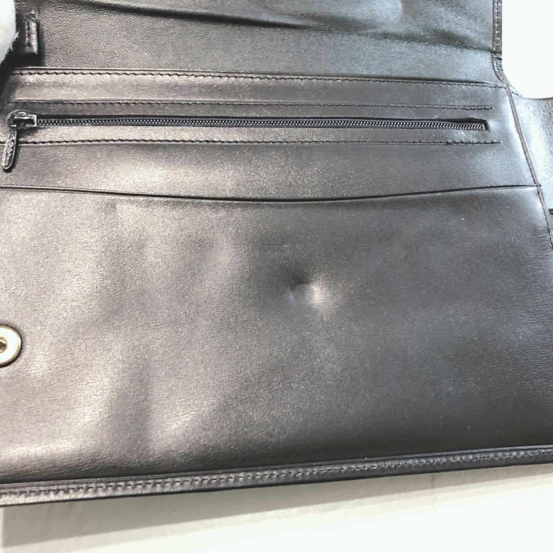 Dunhill Flap Clutch Bag Second Bag Black Leather Lock & Key Wrist Strap Men’s