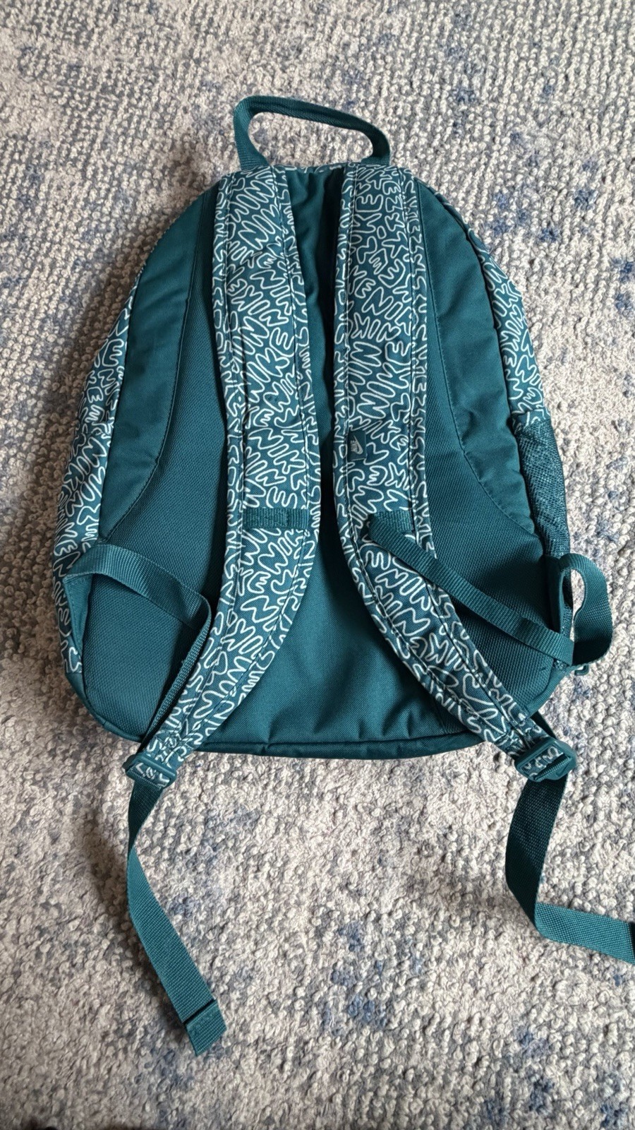Nike Teal Geometric Print Backpack Adjustable Strap Outer Pockets