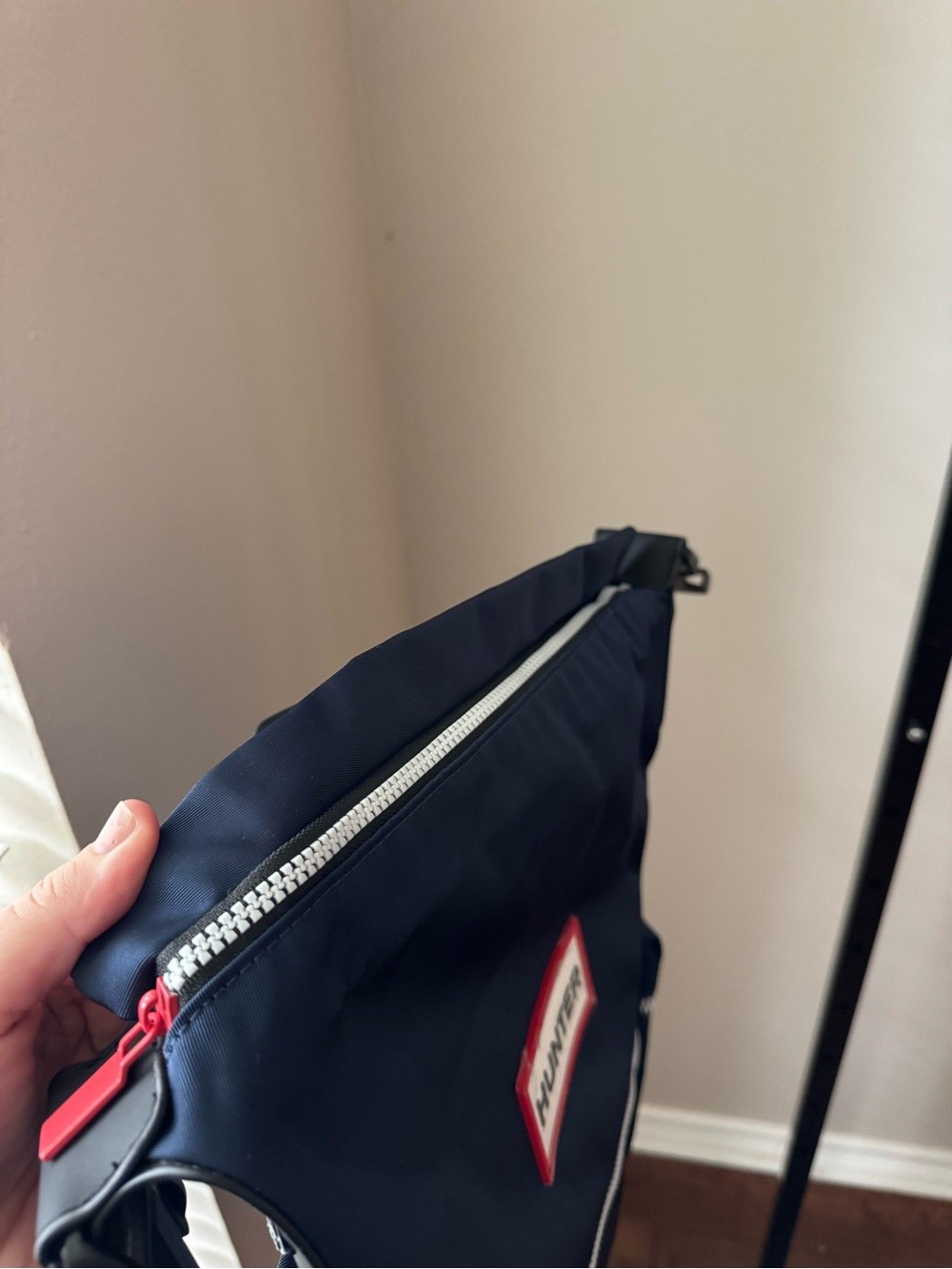 Hunter Black Navy Nylon Backpack with Red Accents – Everyday back pack