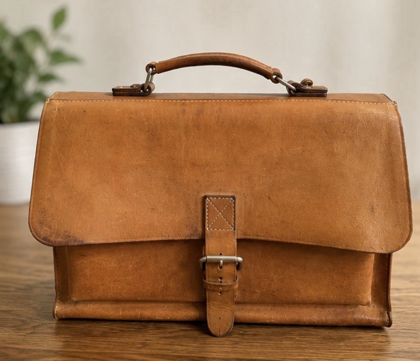Vintage Genuine Leather Messenger Briefcase Satchel Laptop Bag Brown Unbranded
