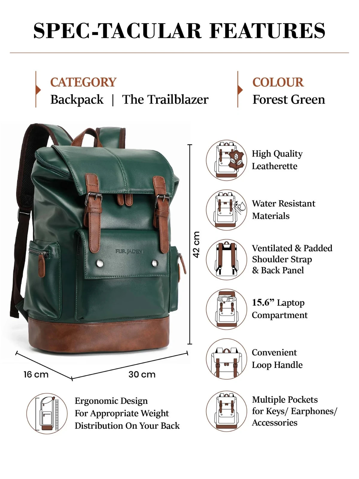 FUR JADEN The Trailblazer | COLOUR Forest Green US BUYERS -NO IMPORT FEES