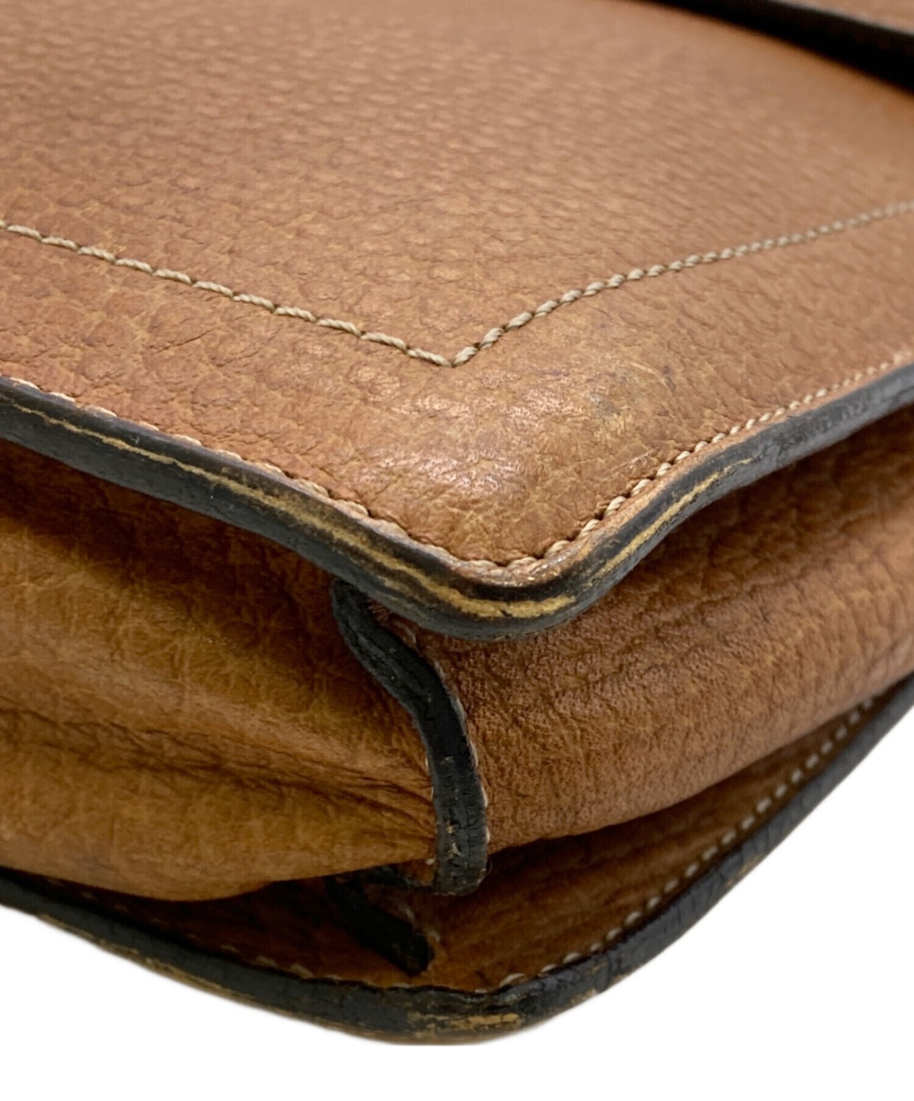 LOEWE Briefcase Leather Light Brown Mens Business Bag Briefcase