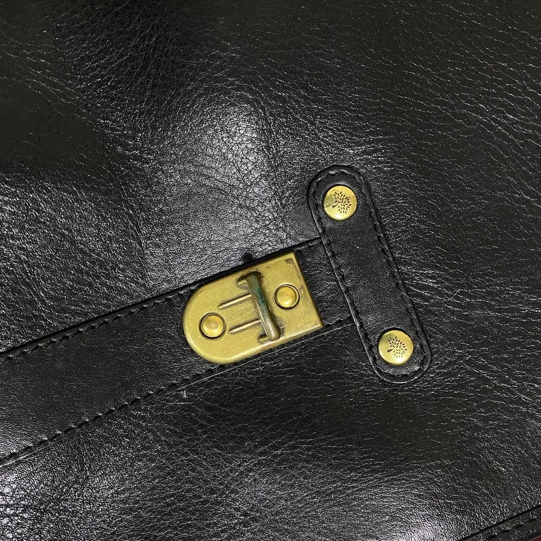 Mulberry Black Leather Briefcase Document Bag Business for Men Auth From Japan