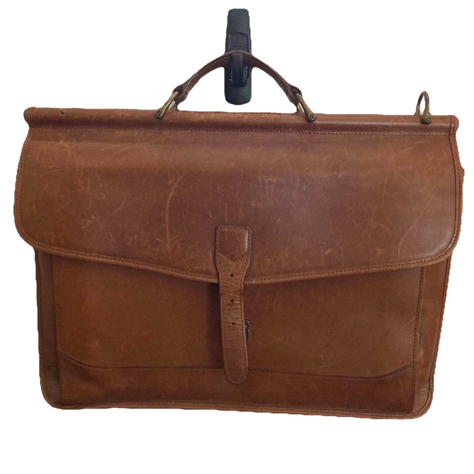 Vtg LL Bean Brown Leather Briefcase Attaché Organizer 17” x 12.5” Business Folio