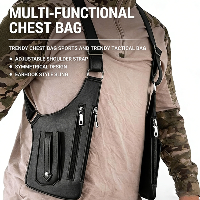Adjustable PU Leather Wallet Holster Bag Waterproof Underarm Shoulder Bag