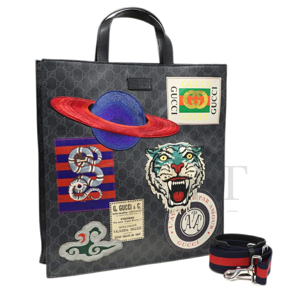 Gucci GG Supreme Clier Tote Bag Canvas Black Men’s Used
