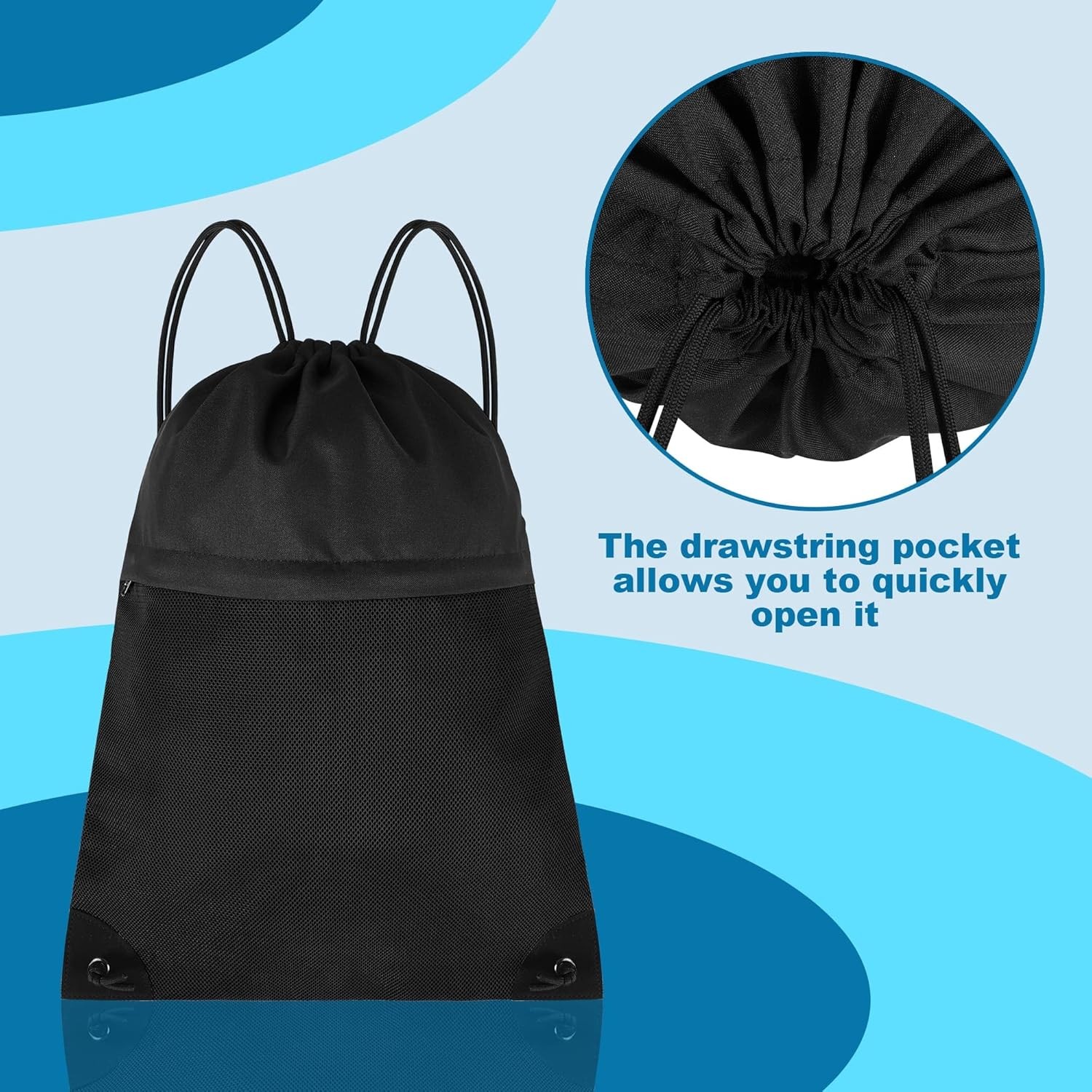 Drawstring Backpack Gym Bag – String Gym Bag for Men & Women, Lightweight Cinch