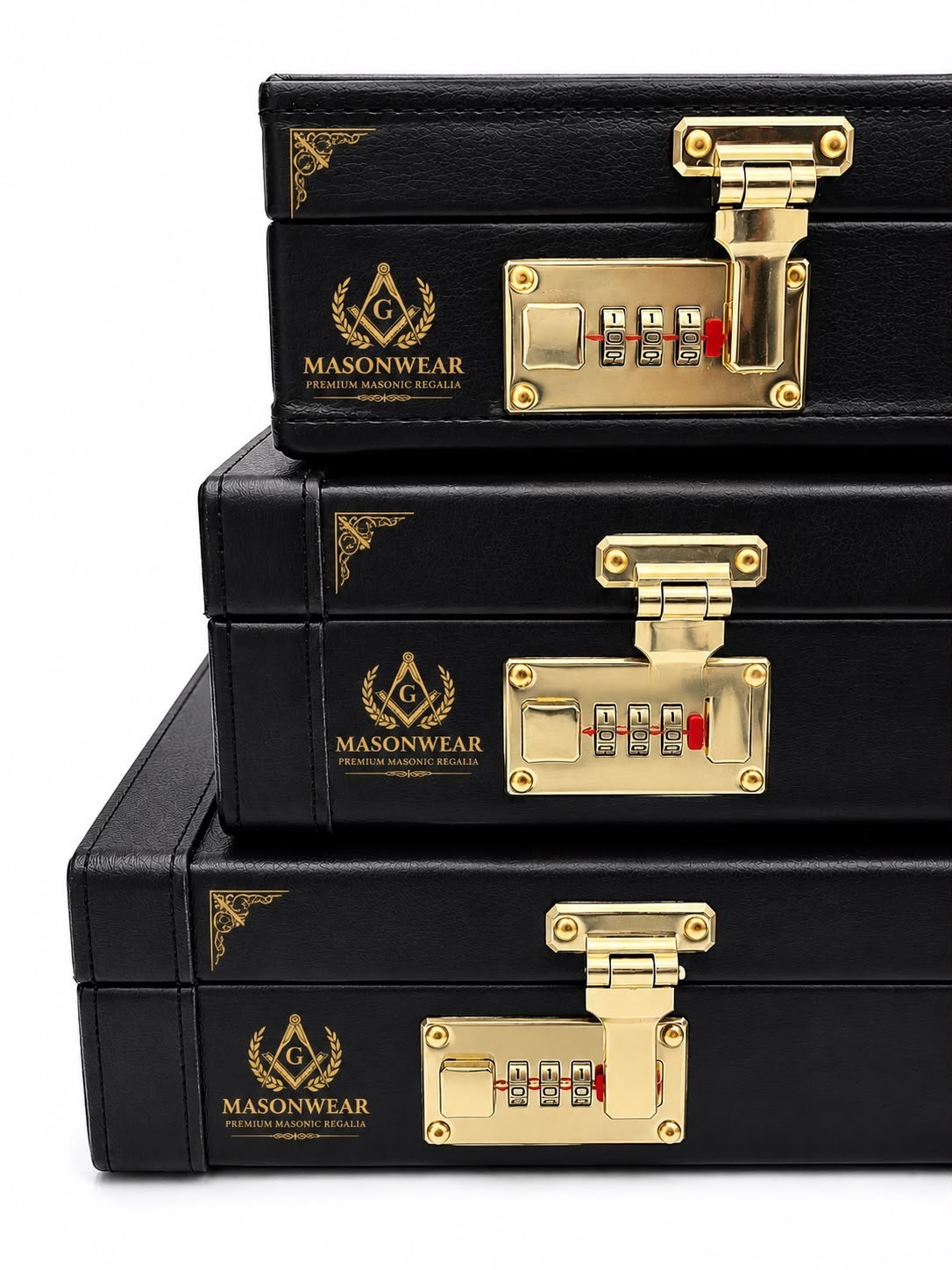 Masonic Regalia Apron Hard Briefcase All Sizes Premium 100%Genuine Black LEATHER