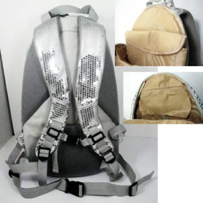 Beetle Backpack Silver Sequins Round Form H48.5×W45×D16 cm from Japan F/S