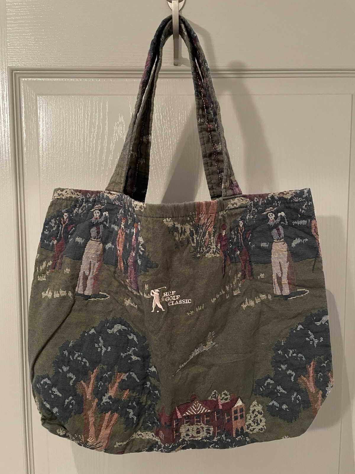 HCF Golf Classic Tote Bag Green Brown All Over Design Made in USA Americana