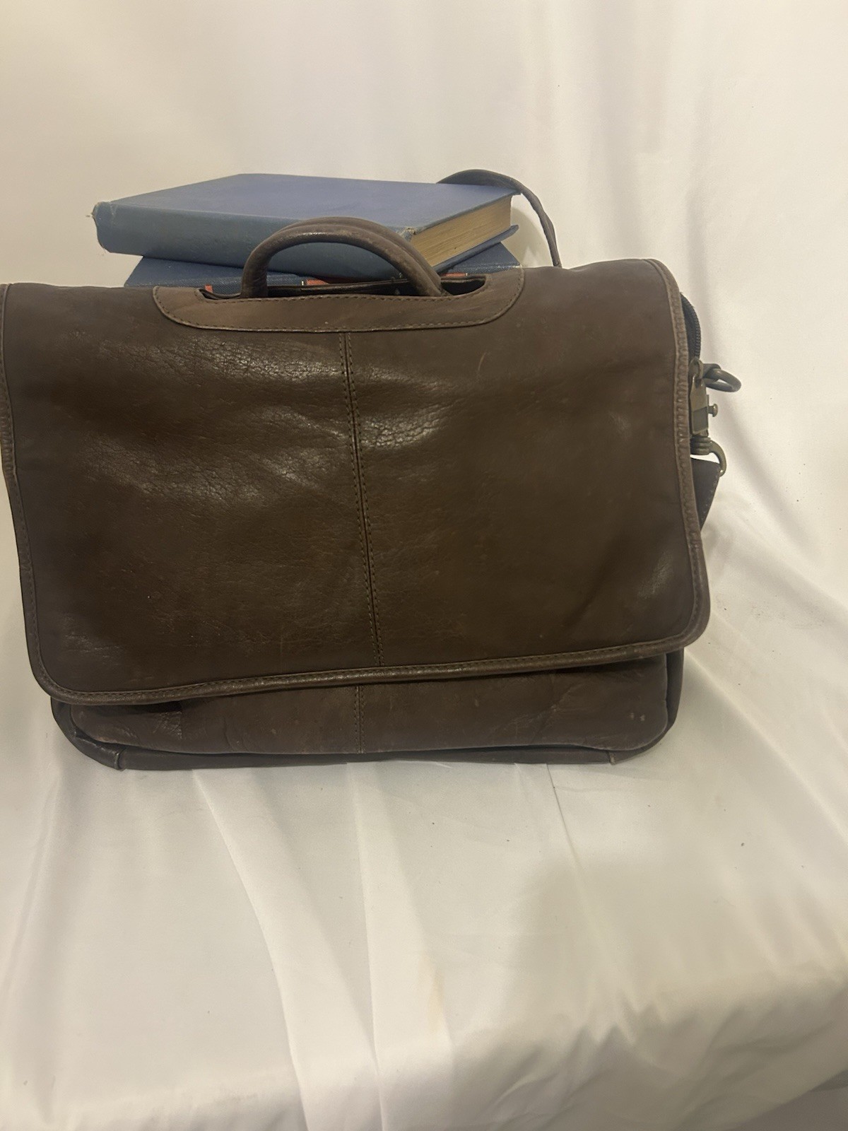 Wilsons Brown Messenger Bag Zip Snap Closure Solid Shoulder Strap