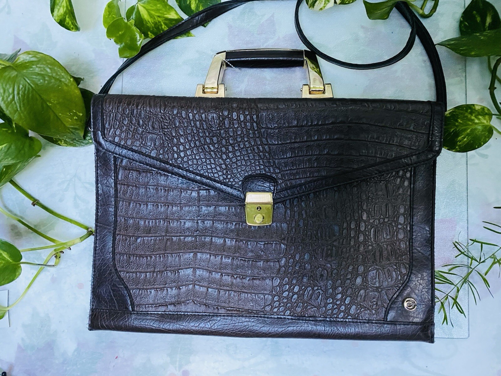 Creations Cornell Brown Leather Briefcase Men/ Unisex Made In Hungry. Preowned