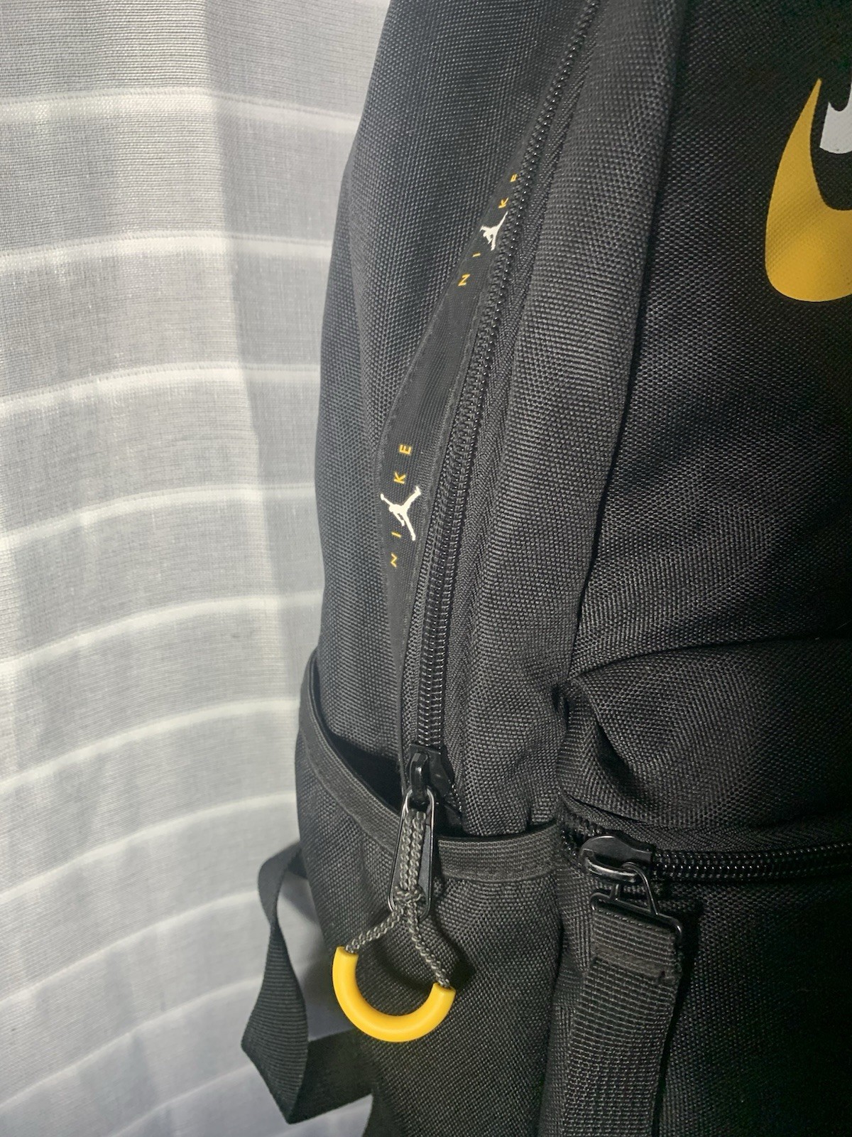 Jordan Backpack Black/White/Yellow Zip Closure Adjustable Straps Outer Pockets