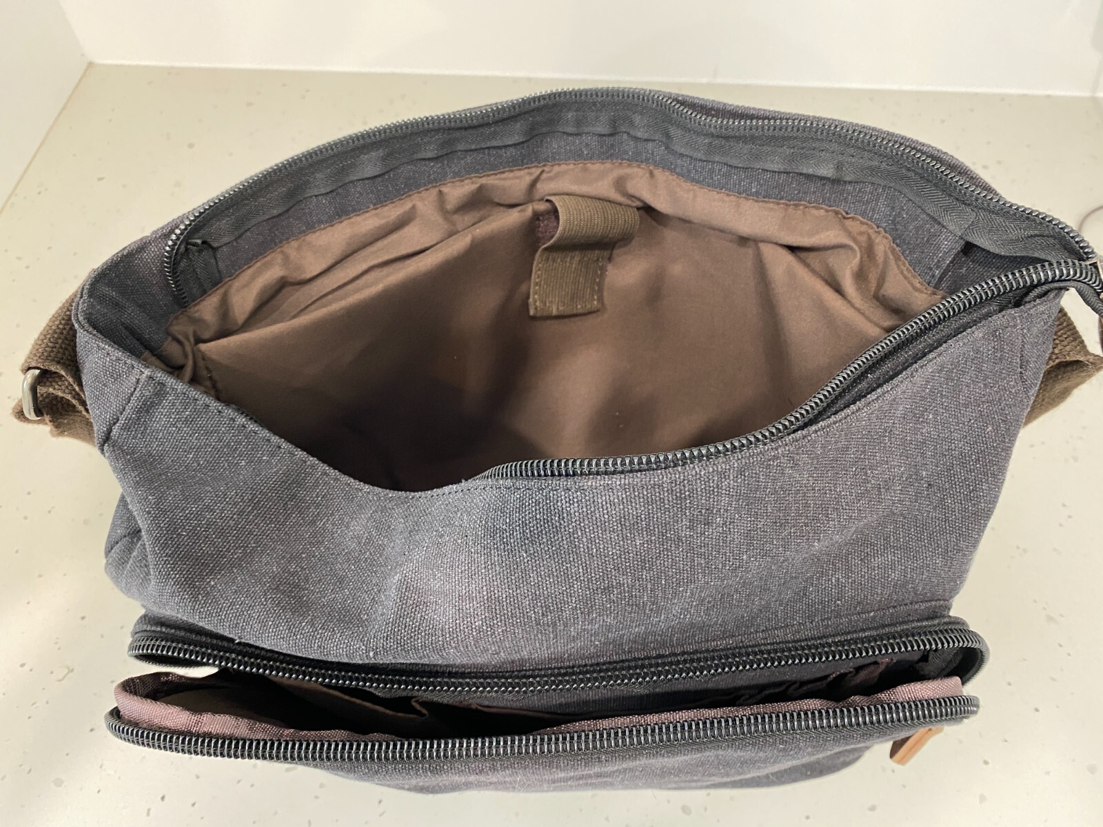 Charcoal Canvas Laptop Satchel / Messenger Bag, 35 x 12 x 30cm, Brand New