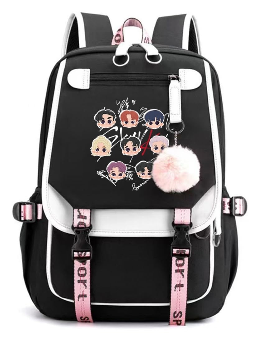 Black Stray Backpack Korean Casual Daypack Laptop College Bag 32x15x45cm Fans