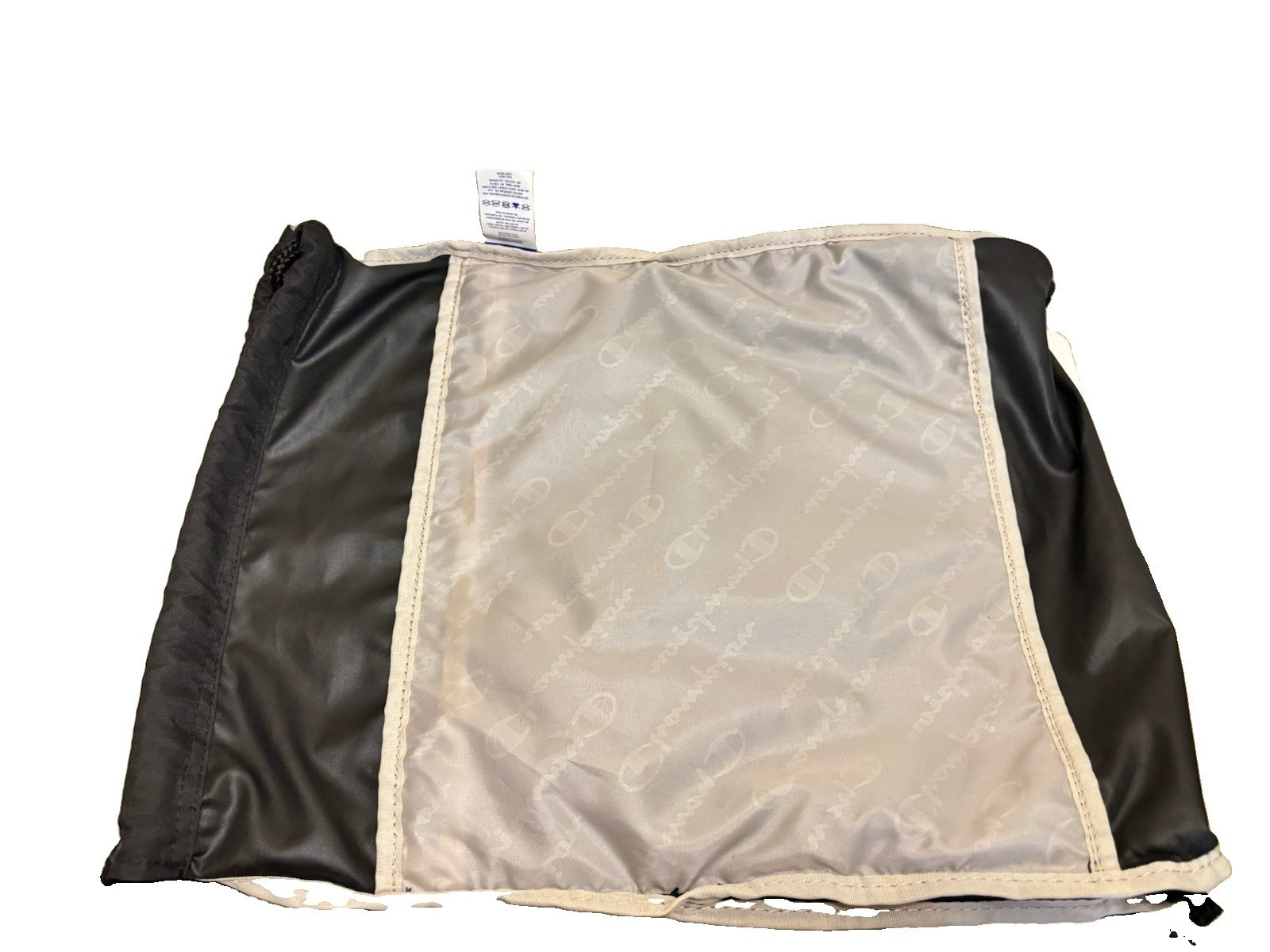 Champion Gray Drawstring Backpack Bag Zip Front Pocket Medium Unisex Adults