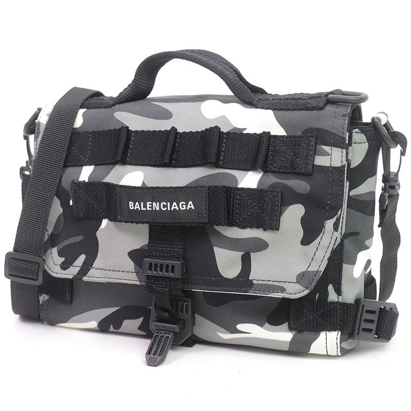 BALENCIAGA Army Messenger Bag camouflage black nylon canvas