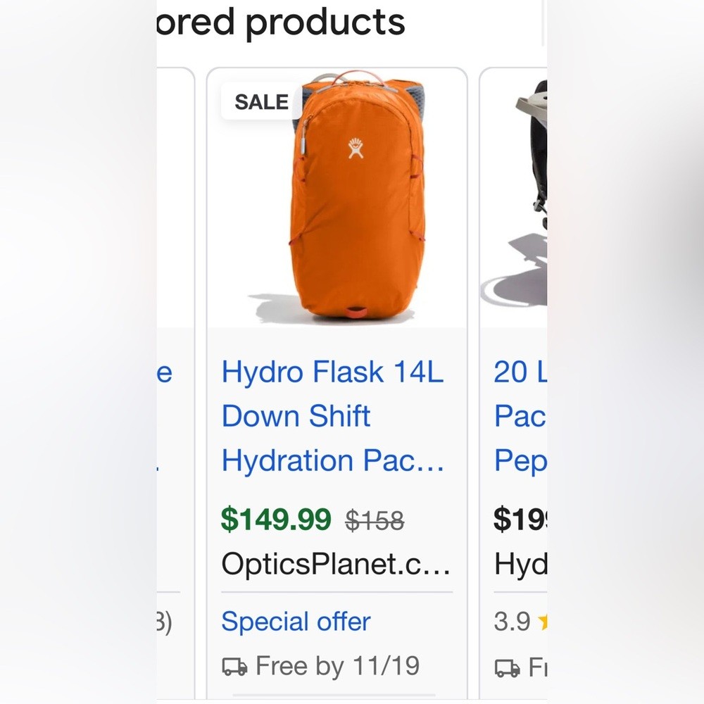 Hydro Flask Down Shift Backpack 14 Liter Water Pocket Hydration Pack Orange