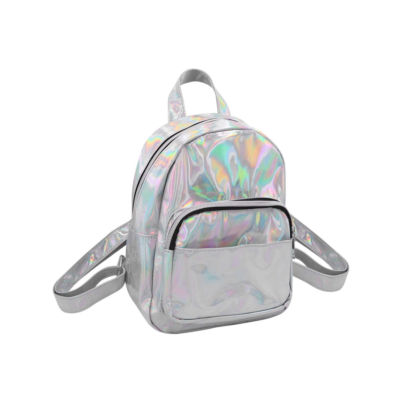 Small Holographic Rainbow Shoulder Bag Metallic Satchel Shiny Travel Daypack …
