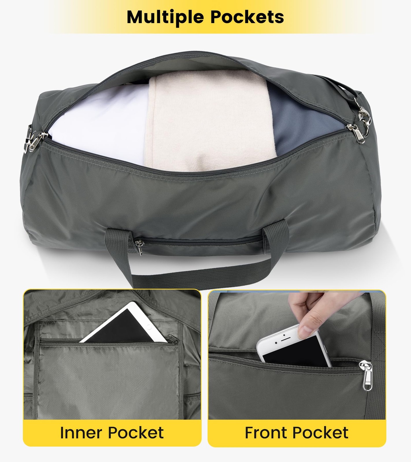 Duffel Bag 24 Inches Foldable Lightweight Gym Bag with Inner Pocket for Trave…