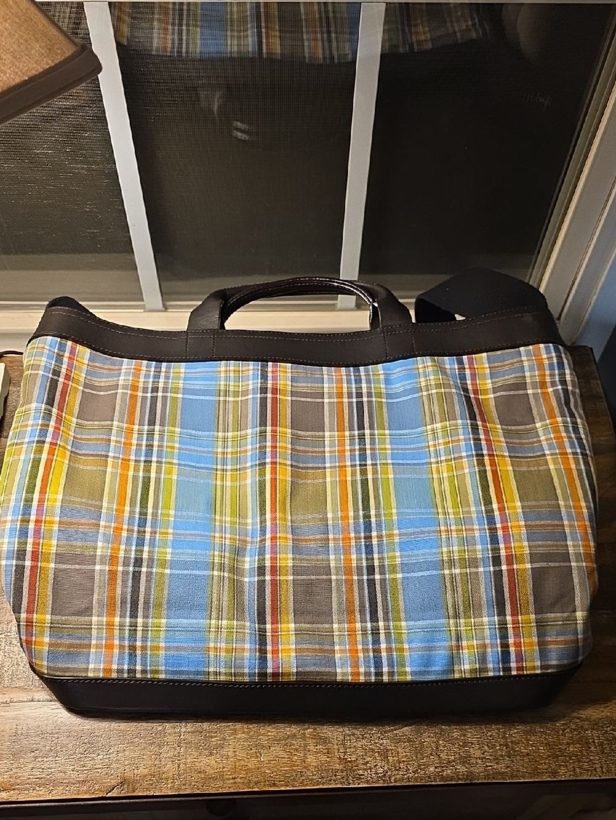 Jack Spade Plaid Fabric Open Tote Bag