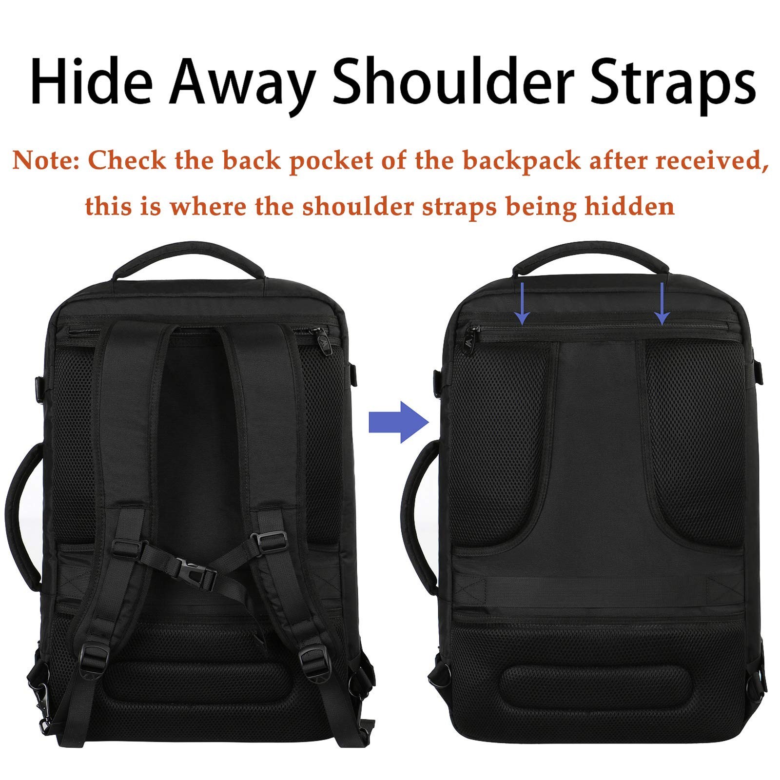 Extra Large Expandable Travel Backpack, Water Resistant Carry-On Bag, 40L, Light