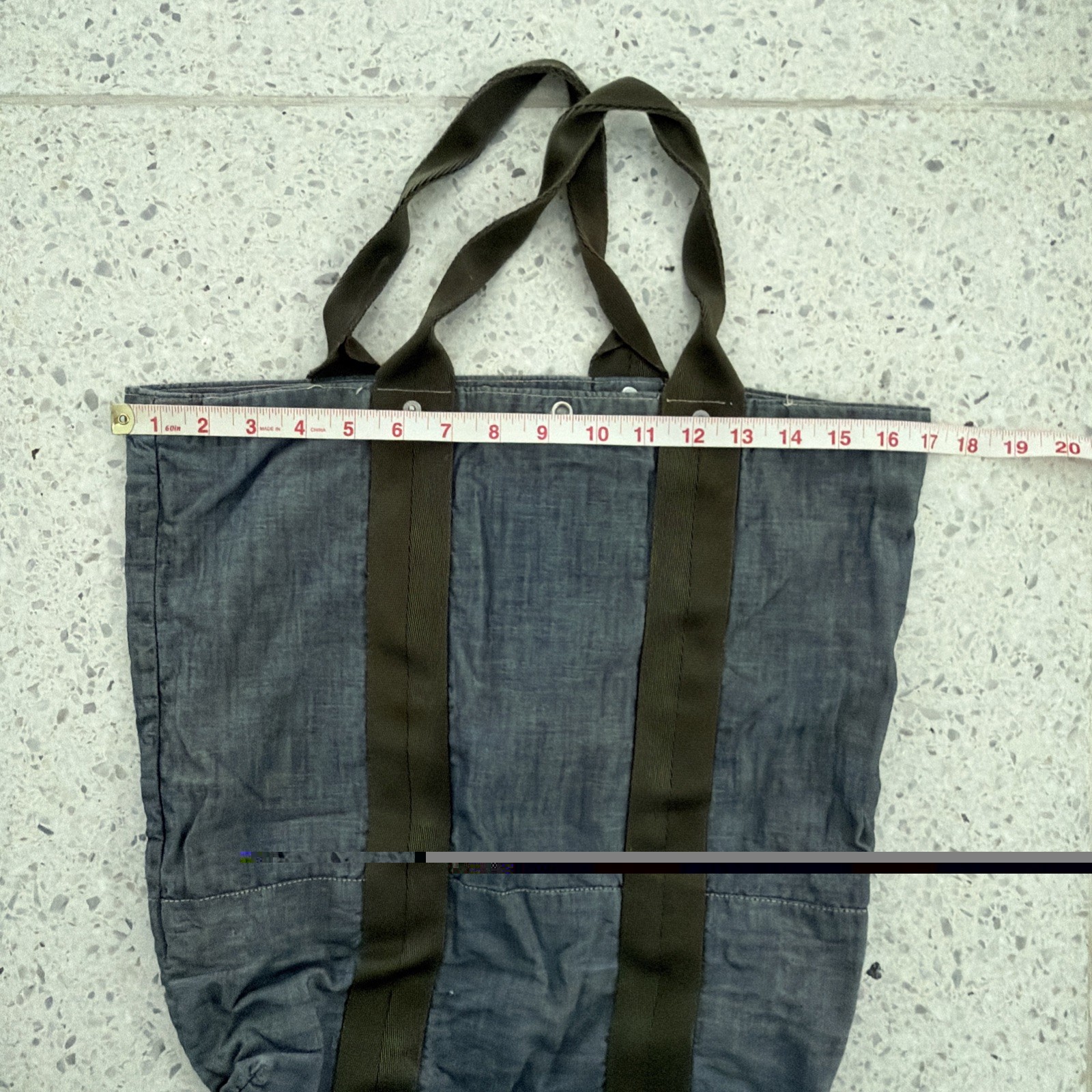Vintage Post Overalls Chambray Tote Bag Blue/ Green