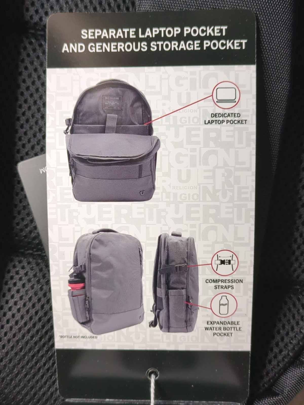 True Religion Commuter Backpack Dome Style Black Brand New with Tags TR105081