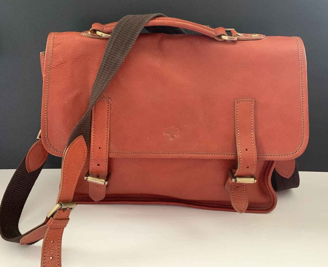 Mulberry Vintage Elkington Briefcase Laptop Bag Crossbody In Natural Leather