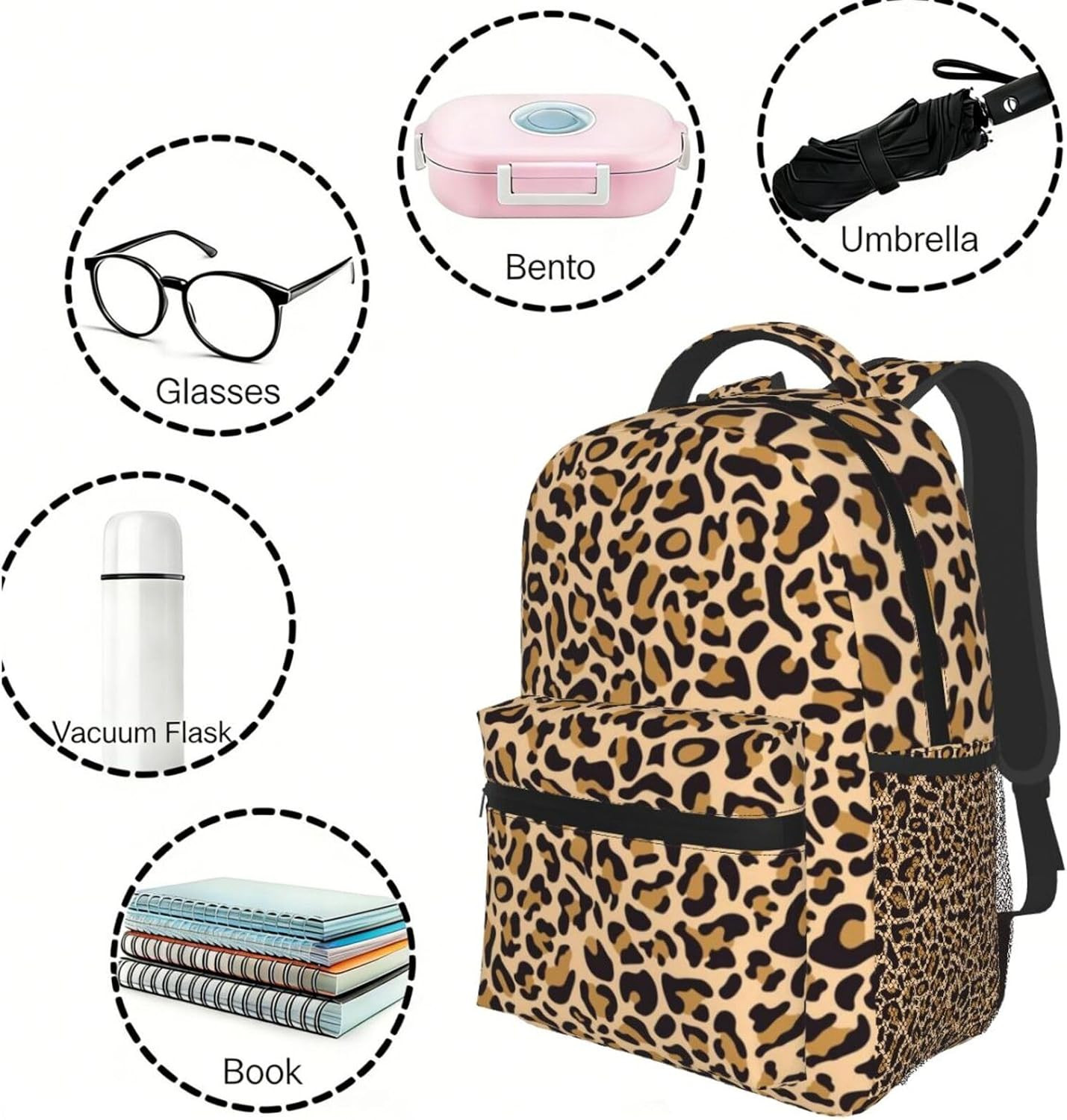 Leopard Print Pattern Laptop Backpack for Men Women, Multifunctional Lightweight