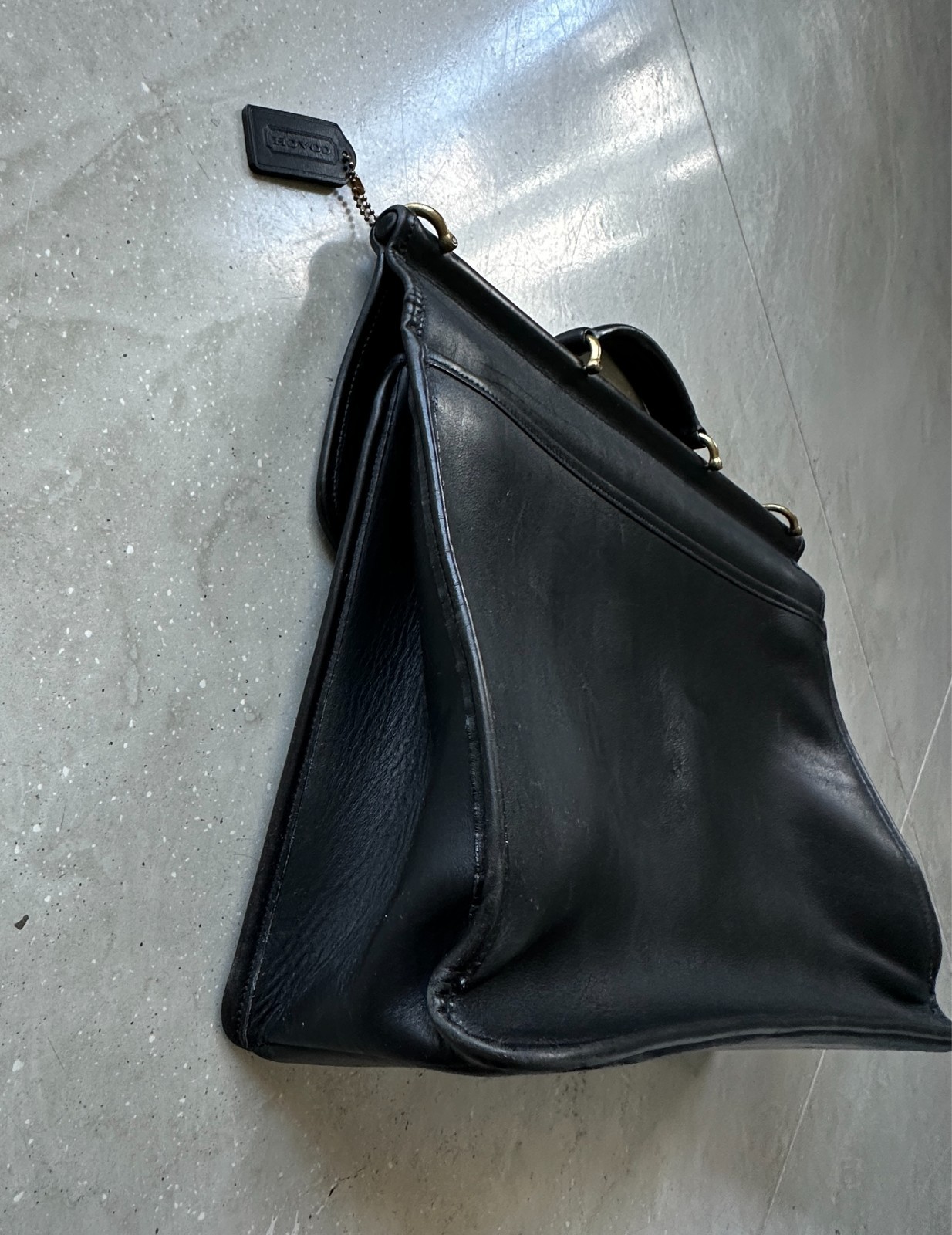 Vintage Coach Leather Briefcase Metropolitan Bag Black 5266 Made In Italy 90s