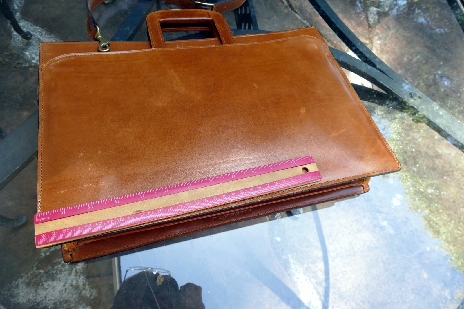 Schlesinger Full Grain Cowhide Light Brown Leather Briefcase Satchel Made in USA