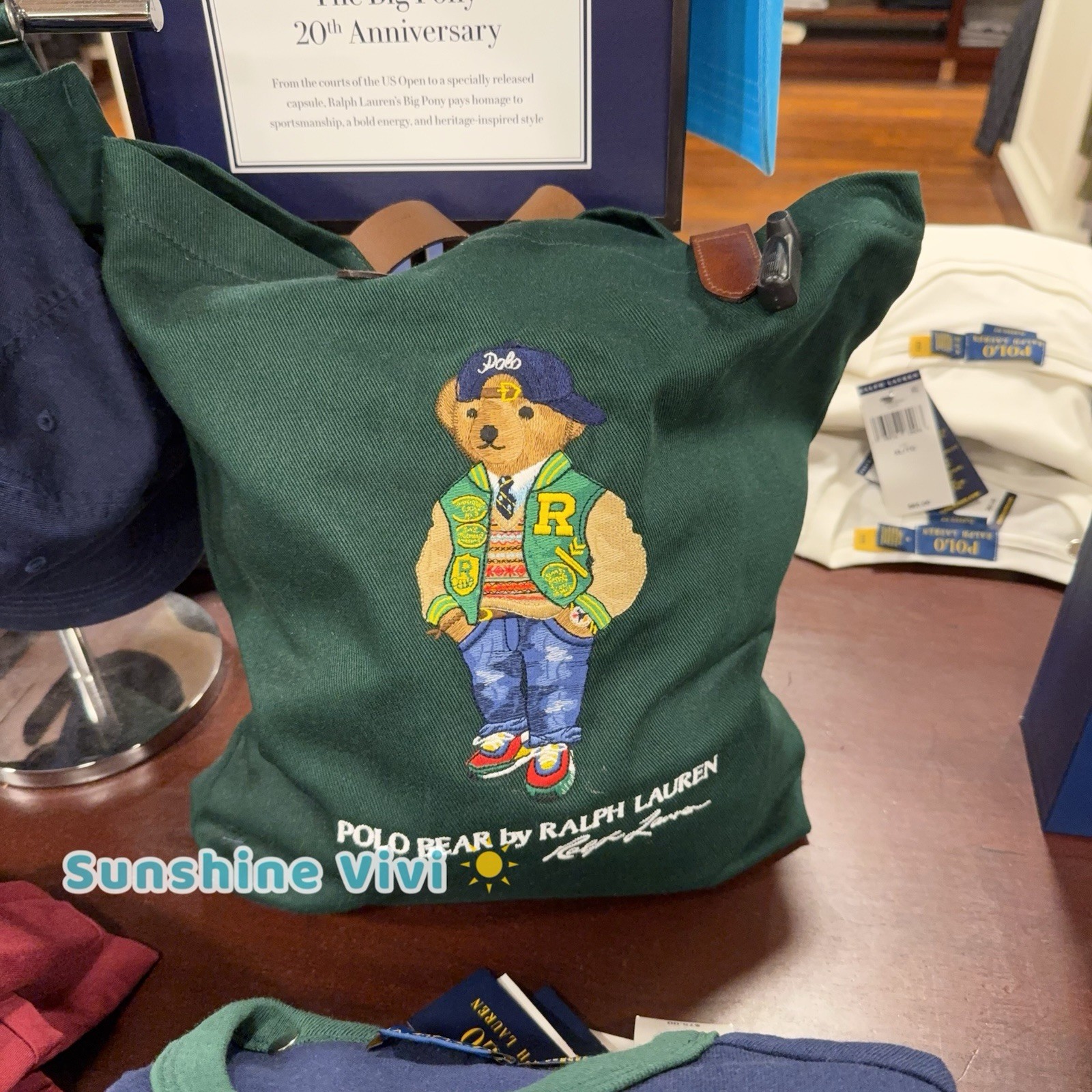 NWT Polo Ralph Lauren Cotton Twill Embroidered Field Jacket Bear Tote Bag Green