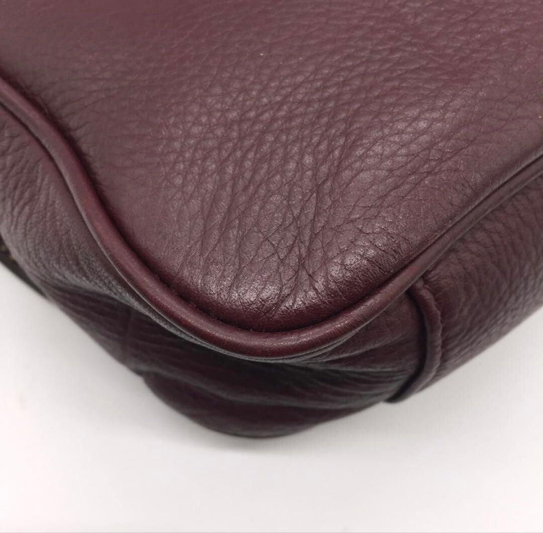 Paul Smith Brown Leather Messenger Bag Gold Logo Striped Trim Flap Unisex