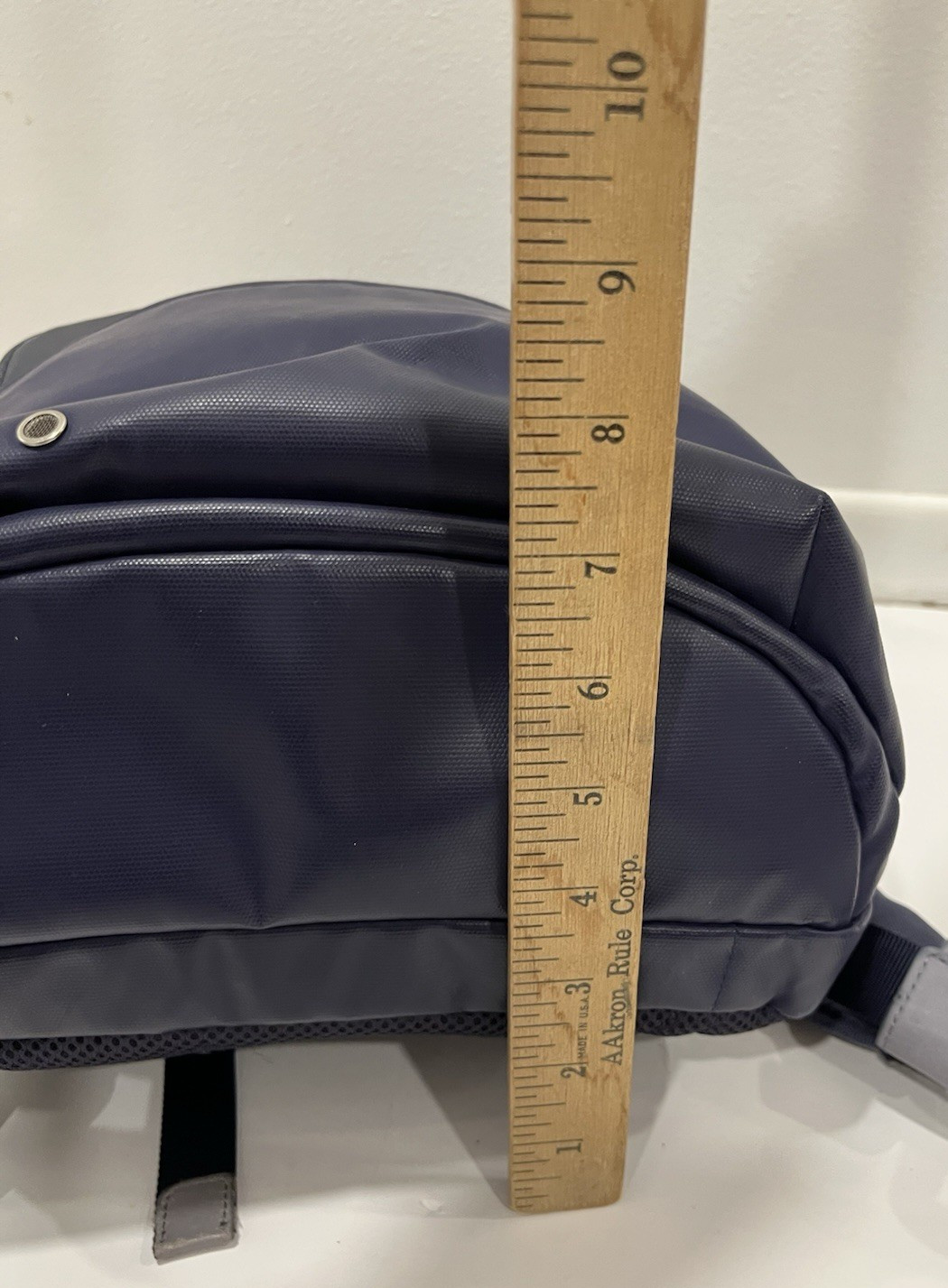 Piquadro Coleos Small Leather Laptop Backpack Purple-Blue Gray with Rain Cover