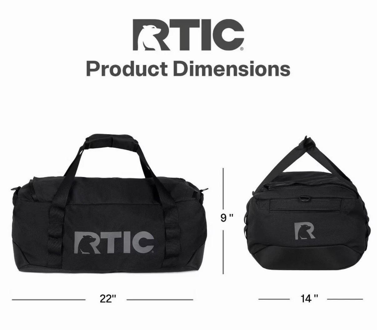 RTIC Outdoors Medium Carry On Structured Collapsible Duffel Bag – Black