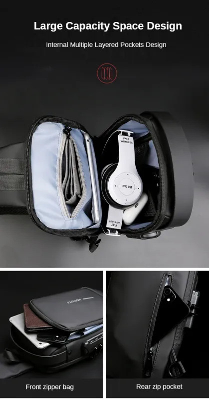 New Brand Designer Men Crossbody Bag PU Leather Classic Anti-Theft Shoulder Bag