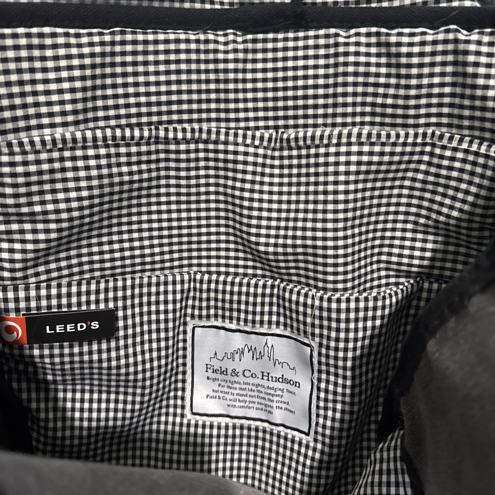 Leeds Field & Co Hudson Backpack Canvas Bag Grey Black