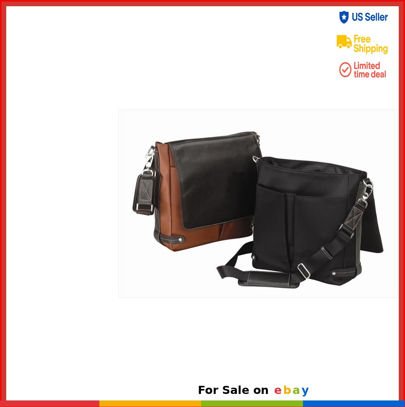 Leather Messenger Bag Napa Nylon Flap Pocket Adjustable Shoulder Strap Organizer