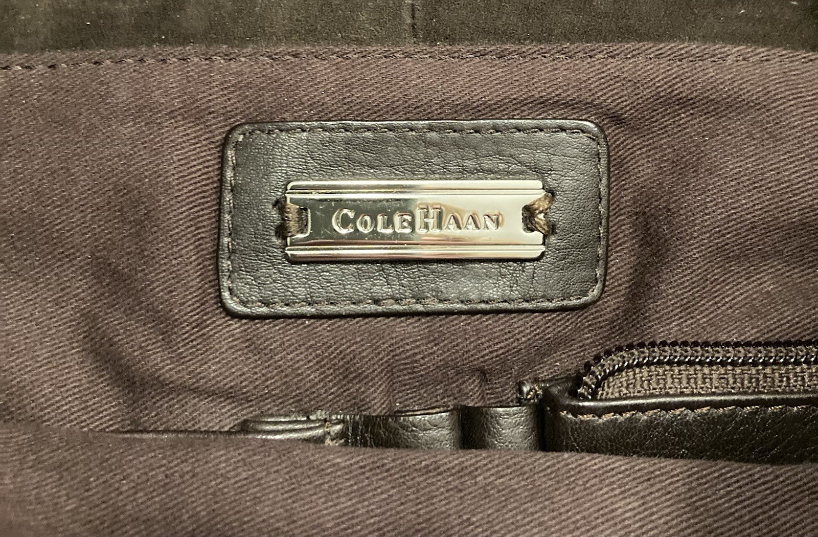 Cole Haan Brown Pebbled Soft Leather Messenger Bag