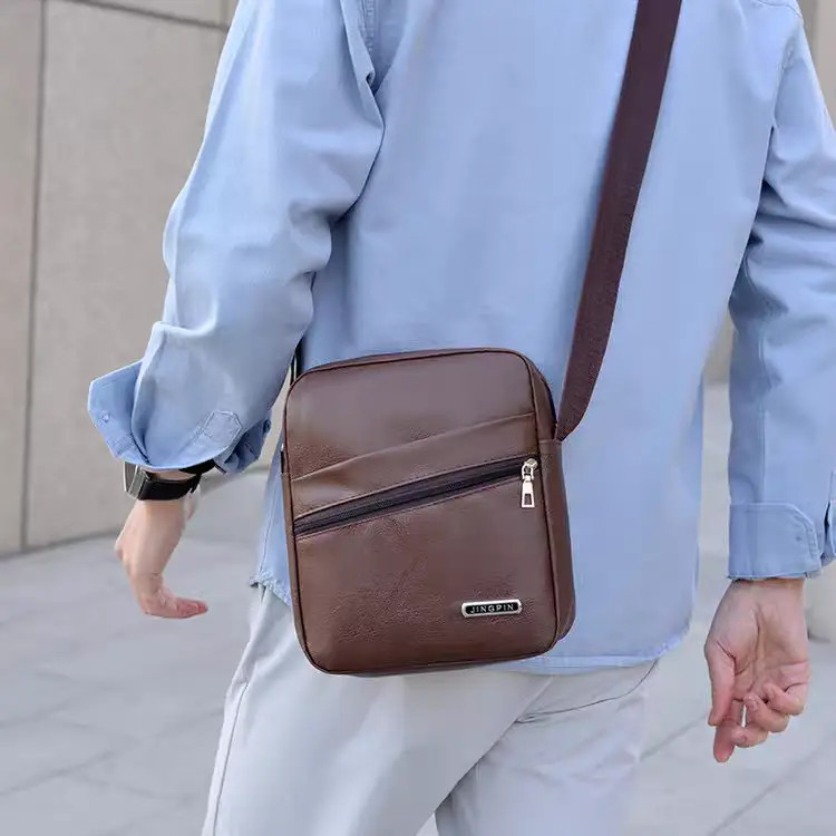 Men’s Leather Crossbody Bag Casual Messenger Chest Pack Shoulder Sling Travel US